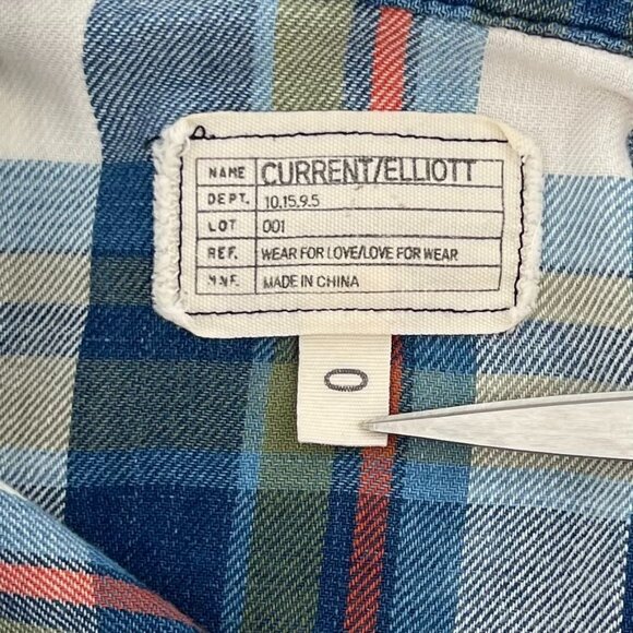 Current Elliott Womens Perfect Shirt Plaid Flannel Size 0 XS Blue Button Up Soft - Picture 4 of 8